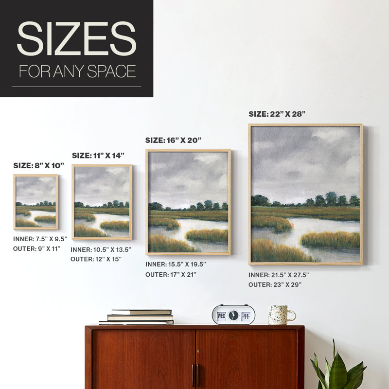 Salt Marshes II Framed Print - Solid Wood, H 21 po x l 17 po