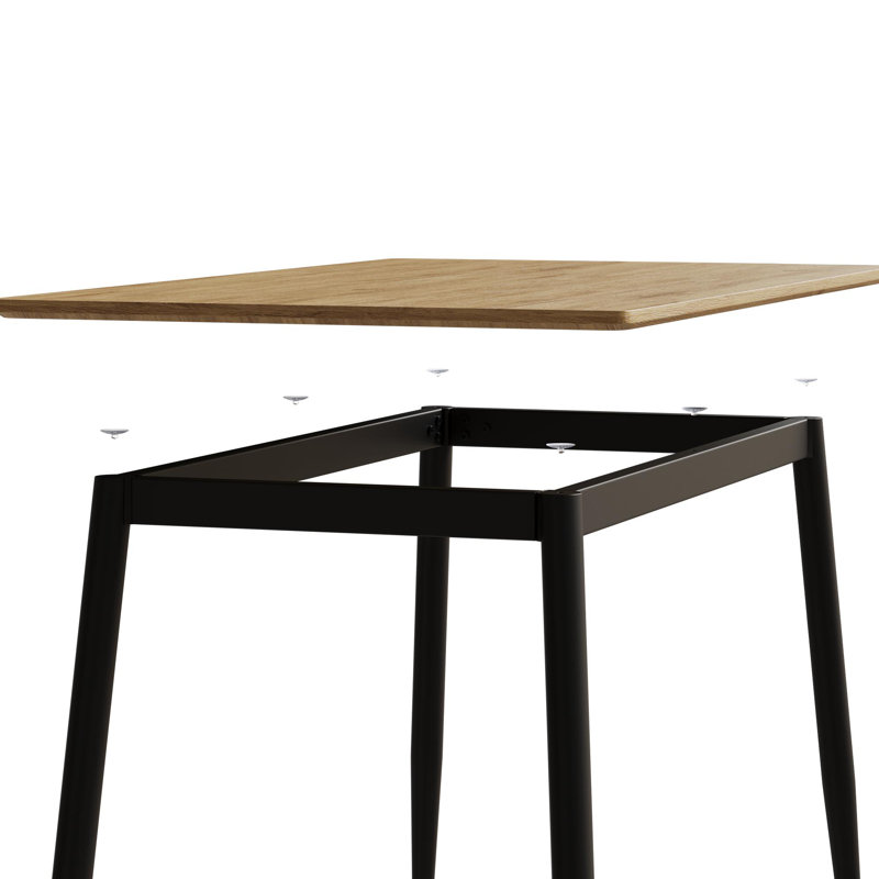 Table de salle à manger moderne minimaliste en panneau de fibres à densité moyenne, table de salle à manger élégante, table de salle à manger de cuisine, robuste et durable, facile à assembler, pieds en métal noir, convient pour 4 à 6 personnes, convient à la maison