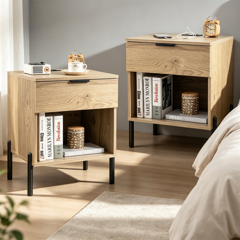 45 cm W Bedside Table