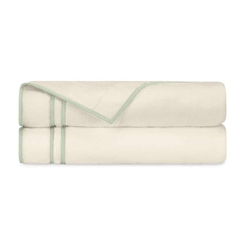 Ribbons Bath Towel Set, Ivory/Eucalipto