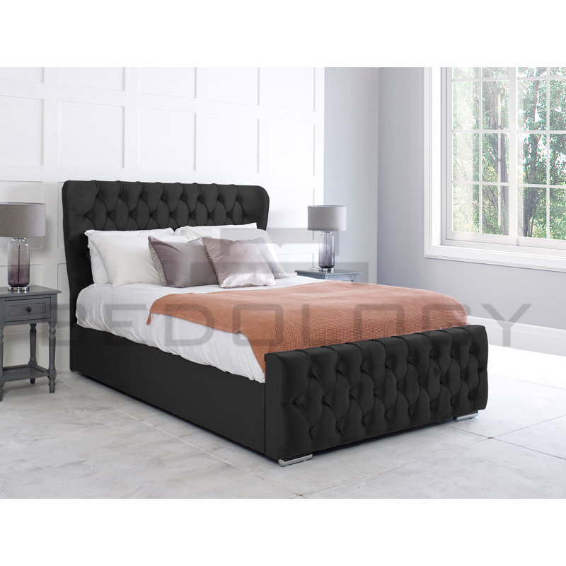 Jayvion Upholstered Bed, Black, King (150x200cm)