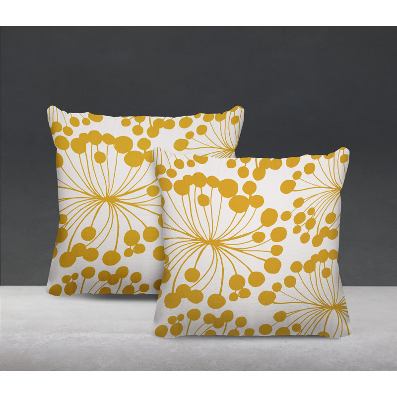 Housse et insert de coussin décoratif intérieur / extérieur en mélange de polyester, L 15 po x H 15 po, Jaune