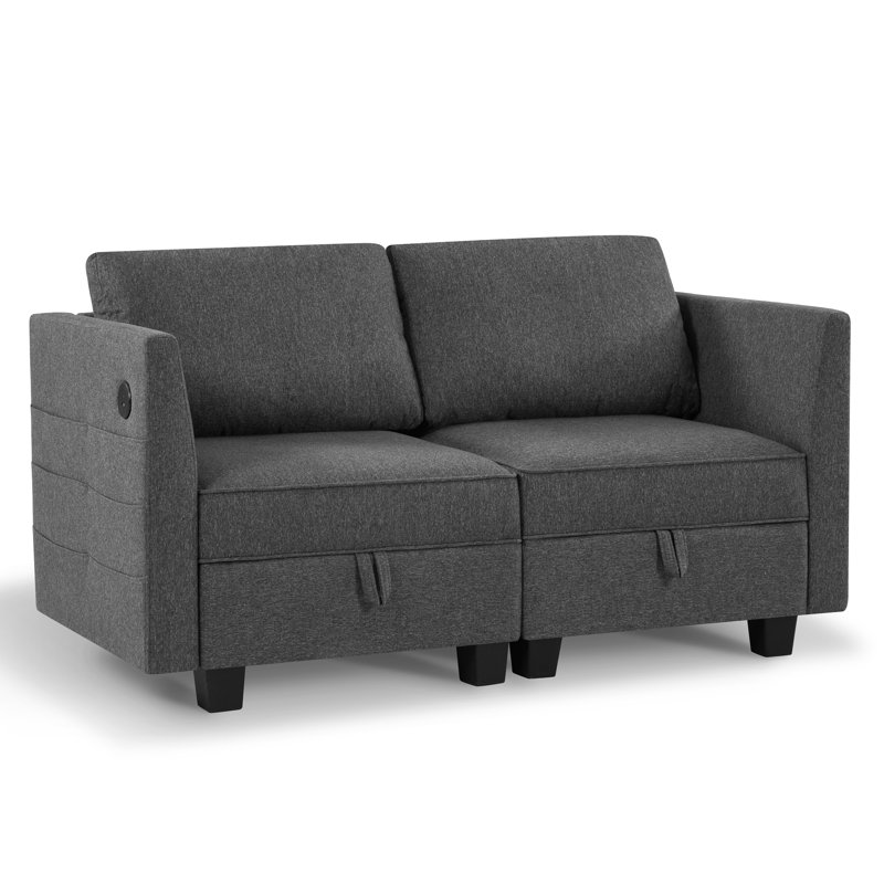 Storage Modular Sofa With USB & Type C, Dark Gray