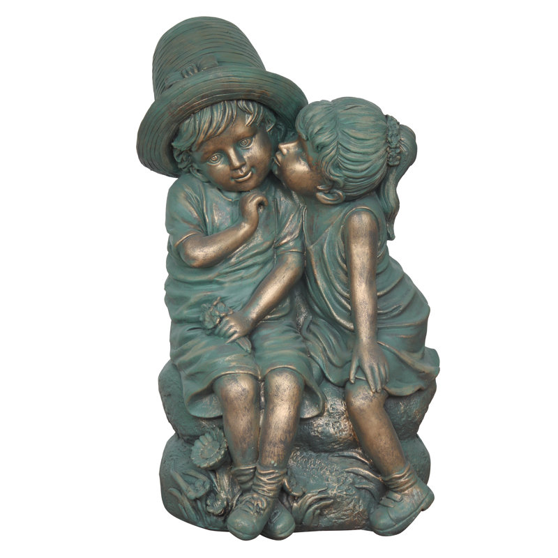 Statue garçon et fille Sweet Country, Bronze