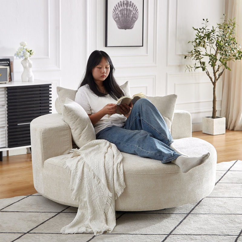 Chaise pivotante 55 po en mousse de chenille simple, canapé-lit moelleux moderne, chaise pivotante à 360 degrés pour le salon, la chambre à coucher, le salon et la salle de projection