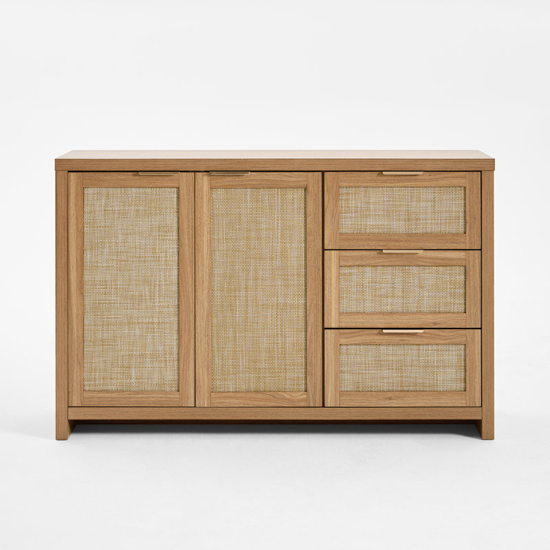 Arianna 51" Sideboard with 3 Drawers, Natural Oak