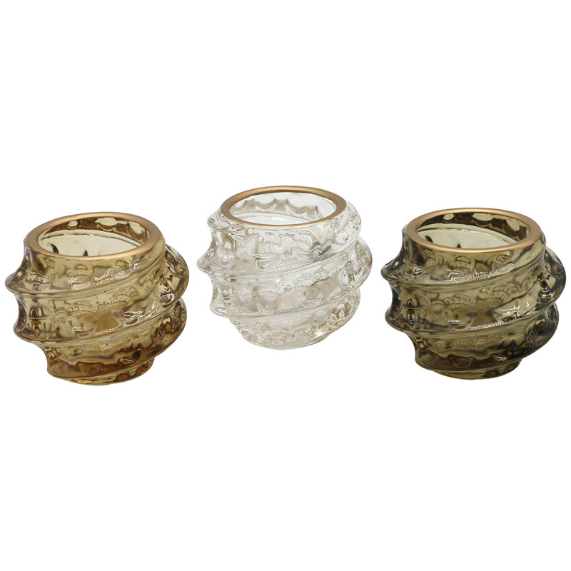 3 Piece Glass Tabletop Votive Holder Set