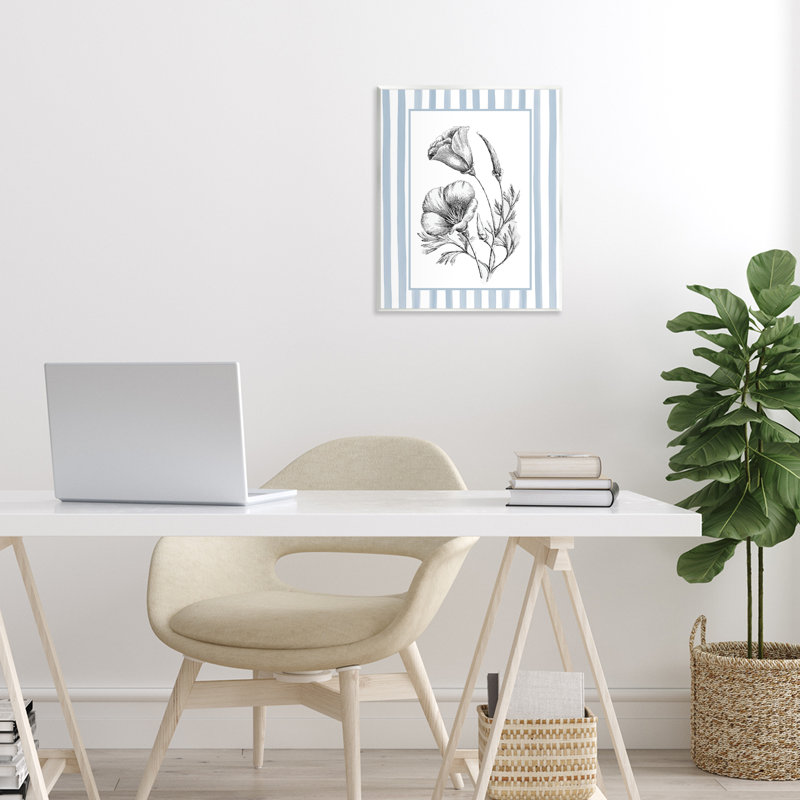 «Blossoming Flowers on Stripes», plaque murale avec lettres et lignes