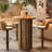 35.4-Inch Round Bar Table, Fluted Bistro Cocktail Pub Table With 3-Tier Hidden Storage, Brown-714221870-714221778