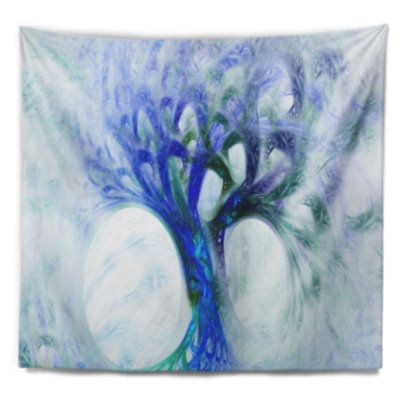 Tapisserie d’arbre abstract blue mystic psychédélique