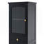 Armoire de rangement de 63 po de hauteur avec portes en verre, autoportante, deux tiroirs et tablettes réglables, panneau de fibres à densité moyenne, peint en noir - pour exposer vos articles préférés-470695149
