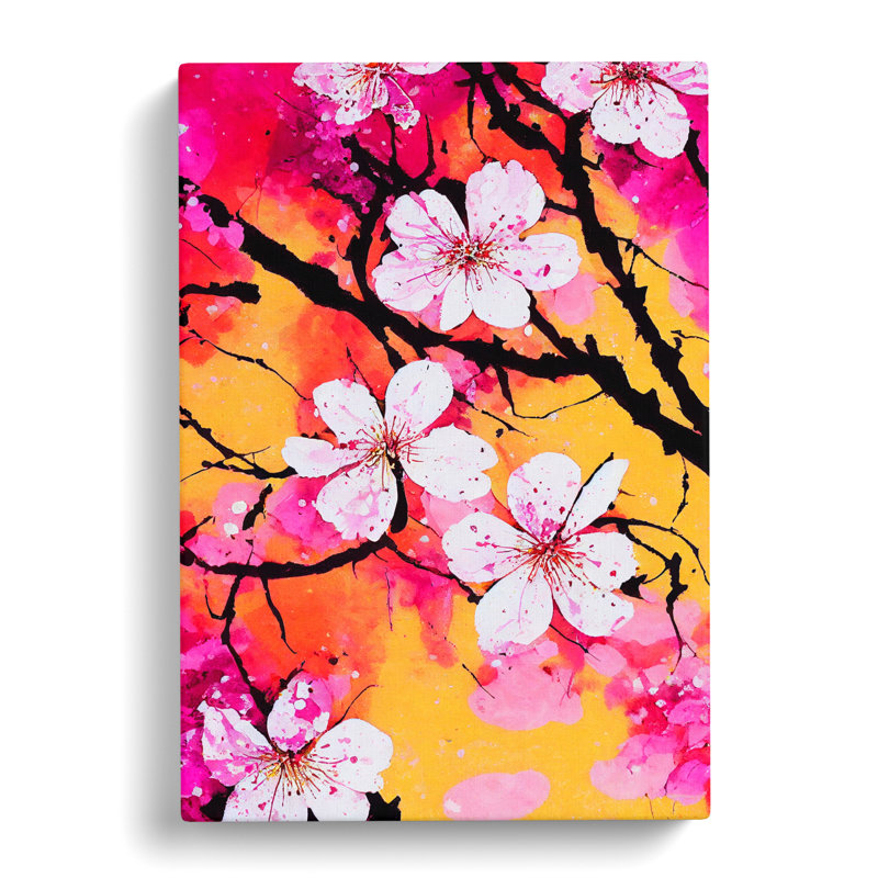 CAN-V0523-447X Cherry Blossom Tree Splatter Vol.5 - Wrapped Canvas Print, 60cm H x 40cm W x 3cm D