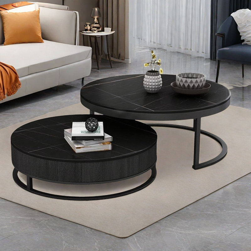 Table basse simple et moderne, 15" H x 31.5" L x 31.5" W, Noir, noir, noir, noir