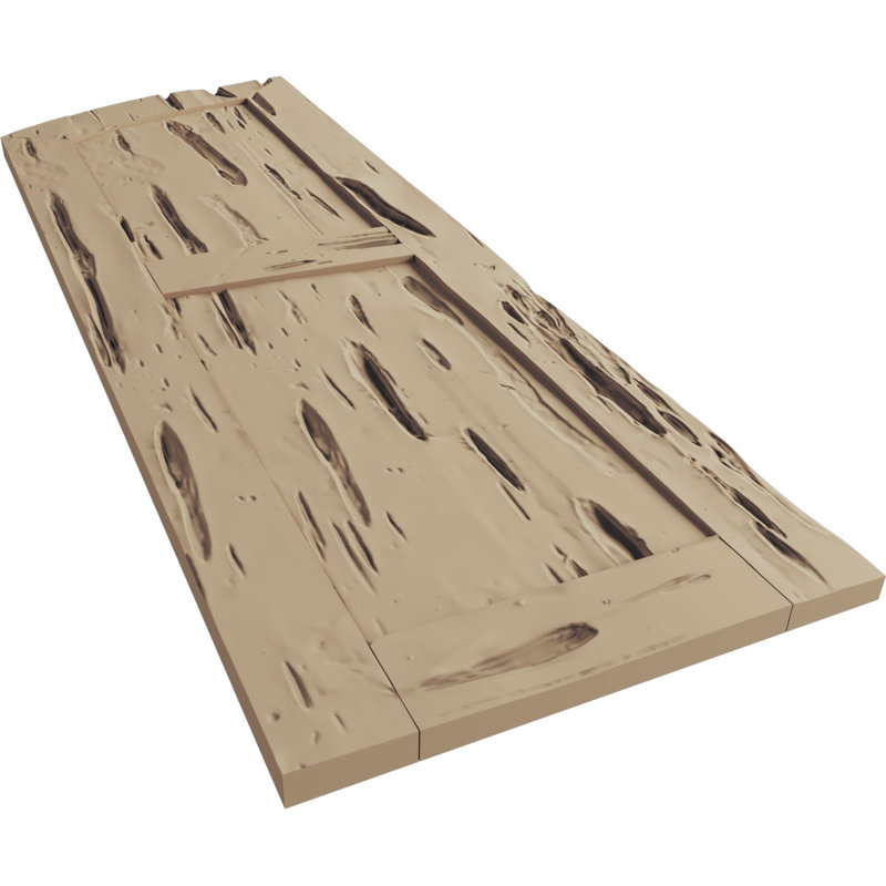 Timberthane deux panneaux plats égaux avec volets elliptiques en faux bois (par paire), 70", 18"