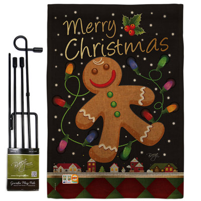 Double Sided 18.50'' H x 13'' W Burlap Christmas Flag Set