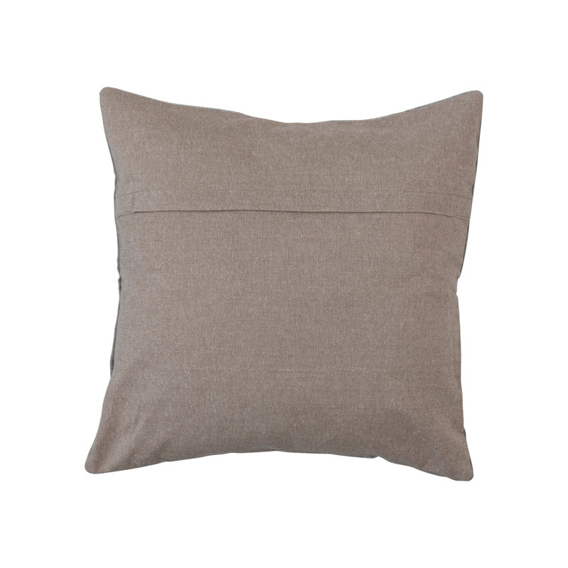 Square Cotton Tufted Velvet Pillow with Snowflake and Chambray Back