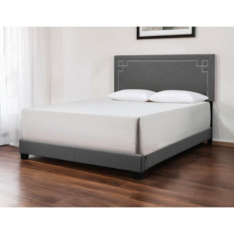 Lit tapissier gris Dasjia, Grand