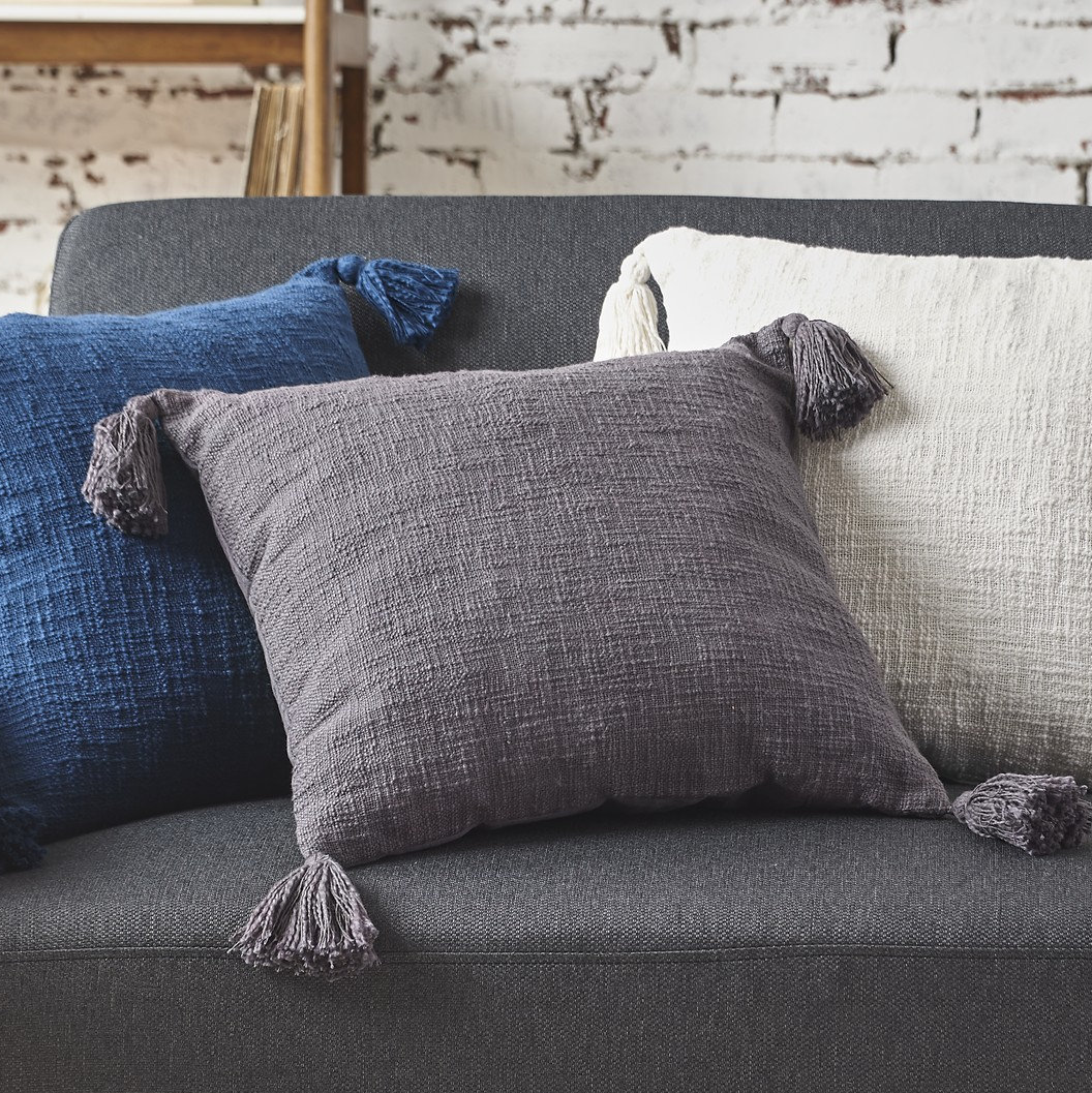 Aulene 18" x 18" Cotton Throw Pillow, Cement