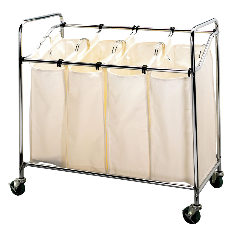 Chrome Quad Laundry Sorter with Removable Canvas Bags