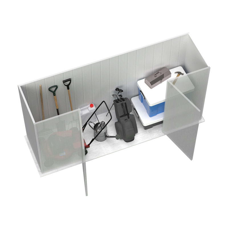 Absco Space Saver 10' W x 2.5' D Metal Galvanized Steel Weather Resistant Garden Storage Shed Surfmist, Surfmist