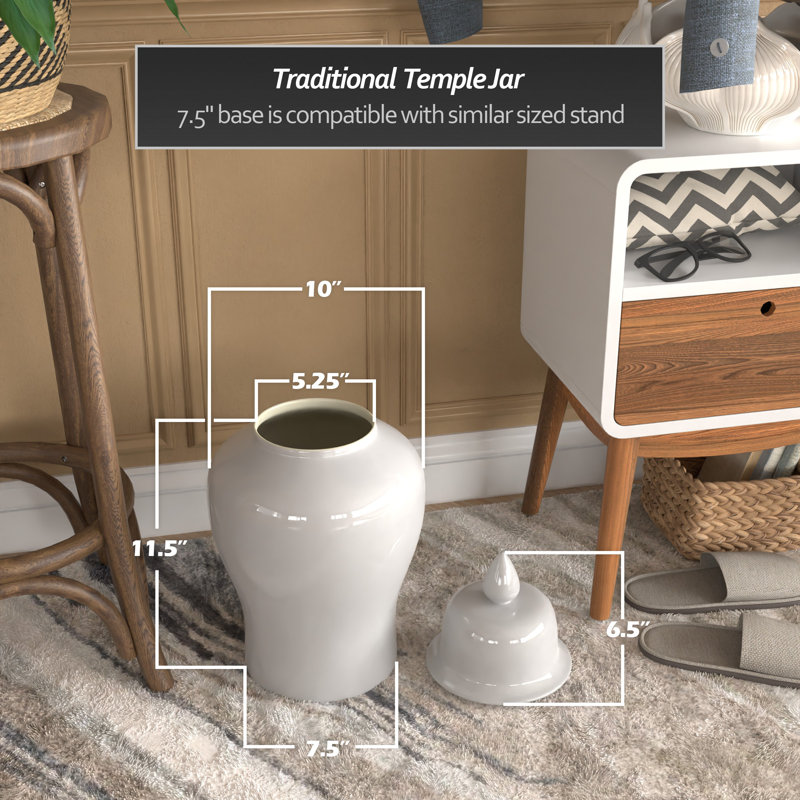 Timeless Chinese Temple Jar, 18", White