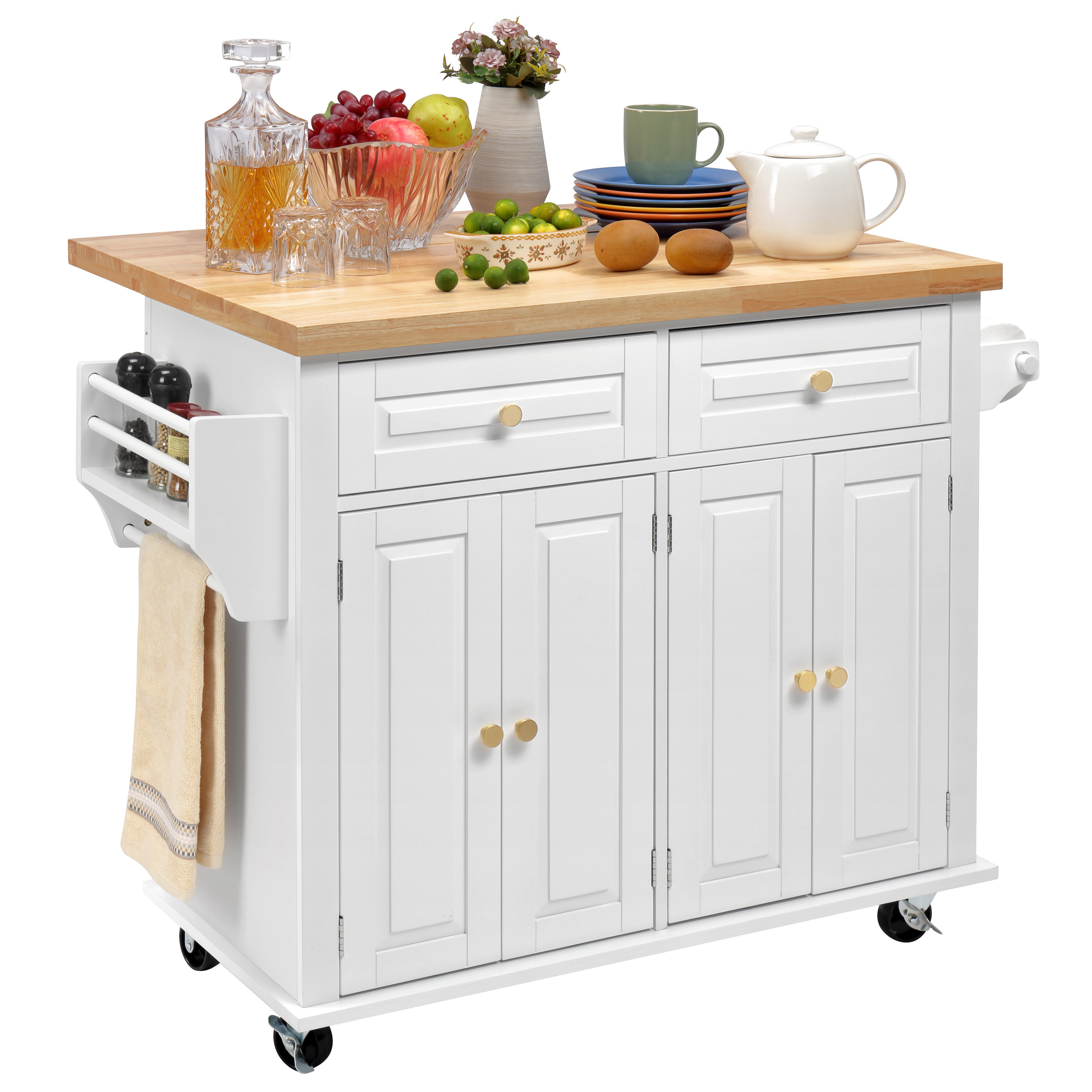 Winston Porter Metayer Wood Kitchen Island | Wayfair