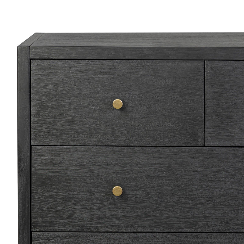 Soline 10 Drawer Dresser, Brushed Black Acacia Solid