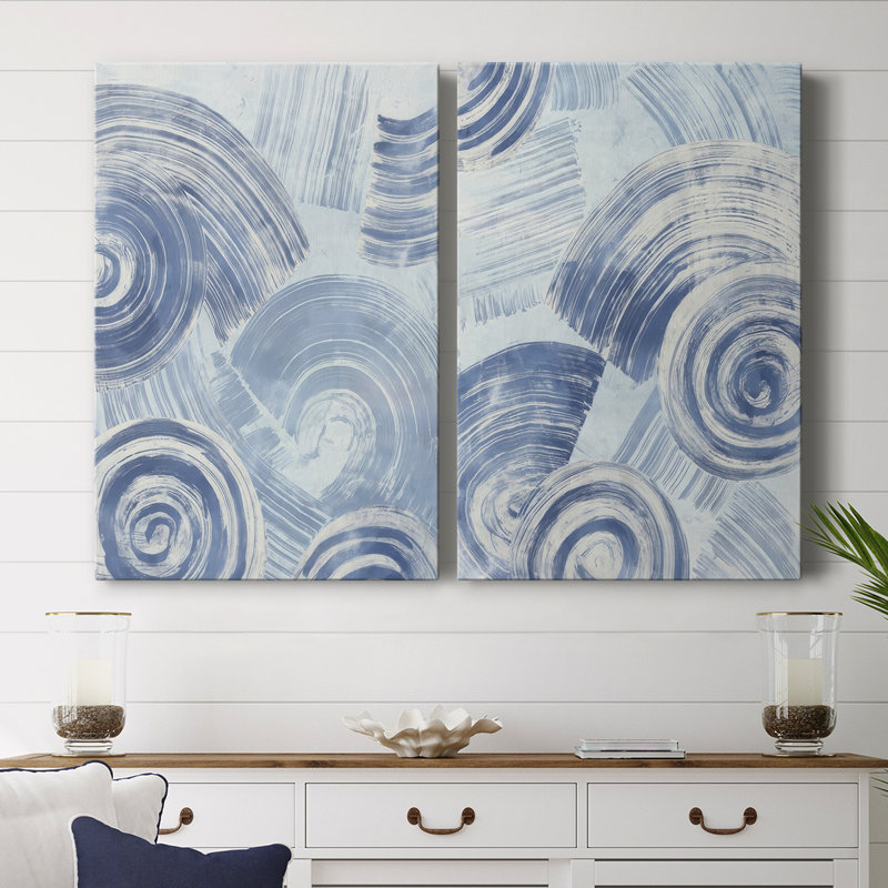 «Blue Nautilus», toile tendue avec châssis I-Premium - prête à être accrochée, H 48 po x l 64 po