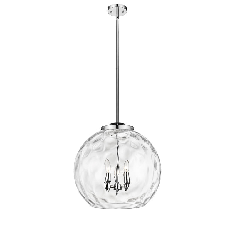 Luminaire suspendu sphère 3 lumières 3 lumières, H 19,5 po x l 17,88 po x P 17,88 po, Chrome poli