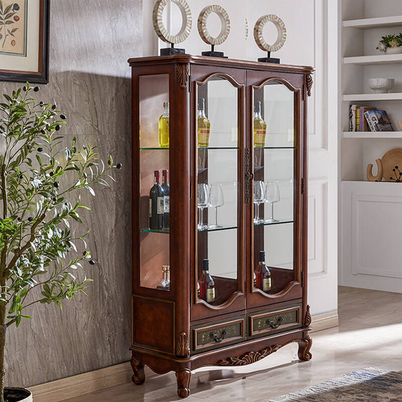 Nut-brown Solid + Manufactured Wood+Glass Display Cases, Nut-Brown