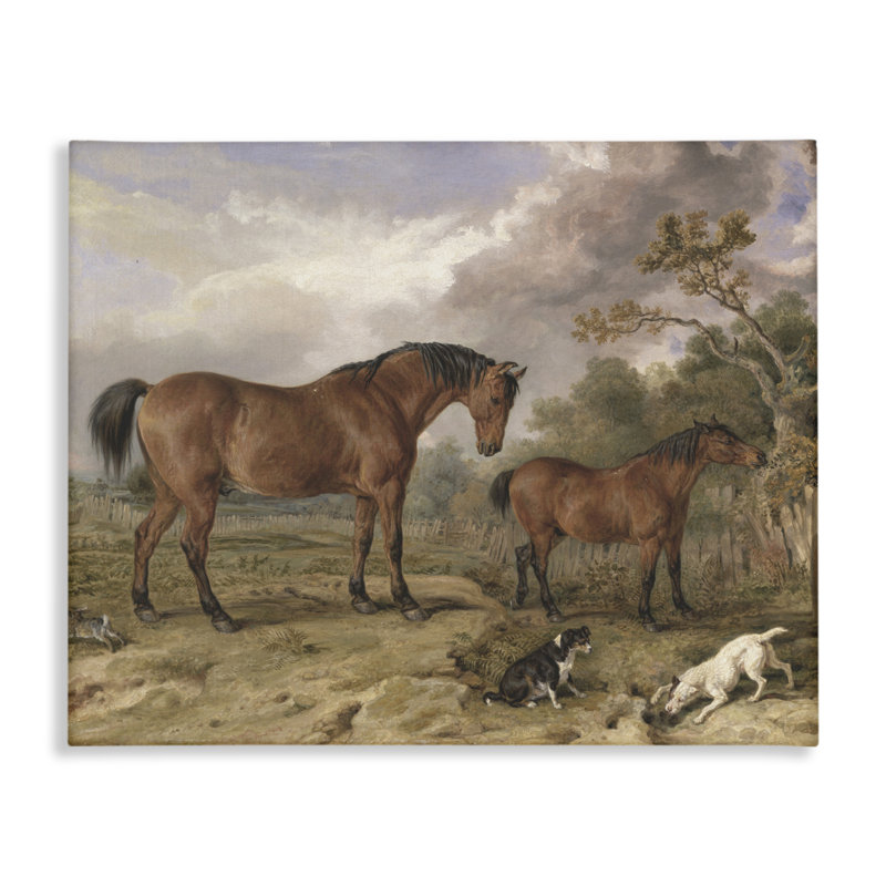 Wild Dogs & Horses, toile traditionnelle, design par Corinne Haig, H 24 po x l 30 po