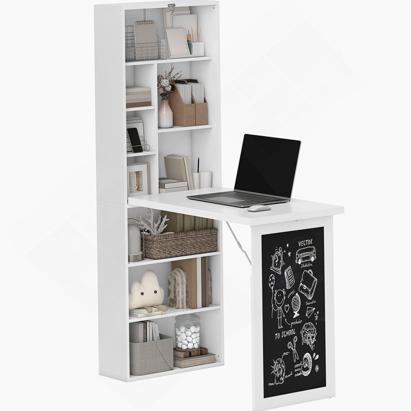 Bureau d'ordinateur pliable, bureau d'ordinateur mural, Blanc