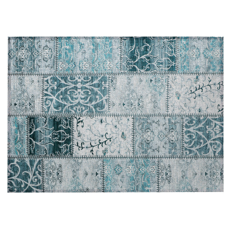 Tapis extérieur lavable antidérapant 2 pi x 3 pi bleu sarcelle