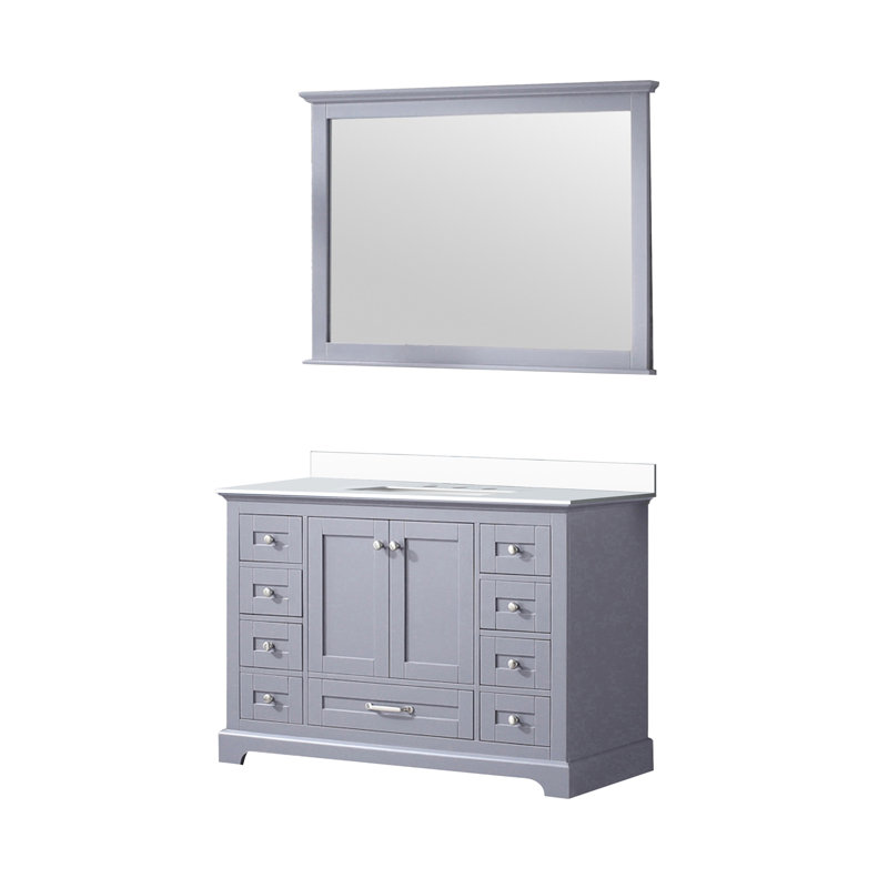 Dark Grey Single Bath Vanity 48 in. W x 22 in. D, Cultured Marble Top, White Square Sink, and 46 in. Mirror
