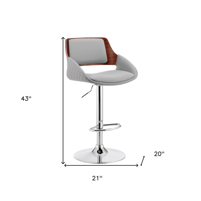 Tabouret de bar pivotant réglable en similicuir, Siège gris / structure chromée