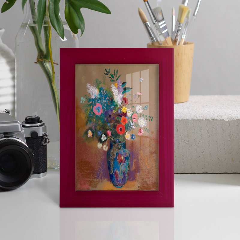 Bouquet de fleurs - encadré, Rouge, H 6 po x l 4 po x P 1 po
