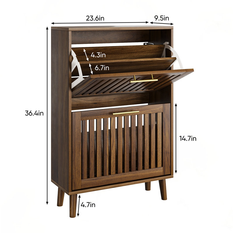 23.6" Walnut Shoe Cabinet