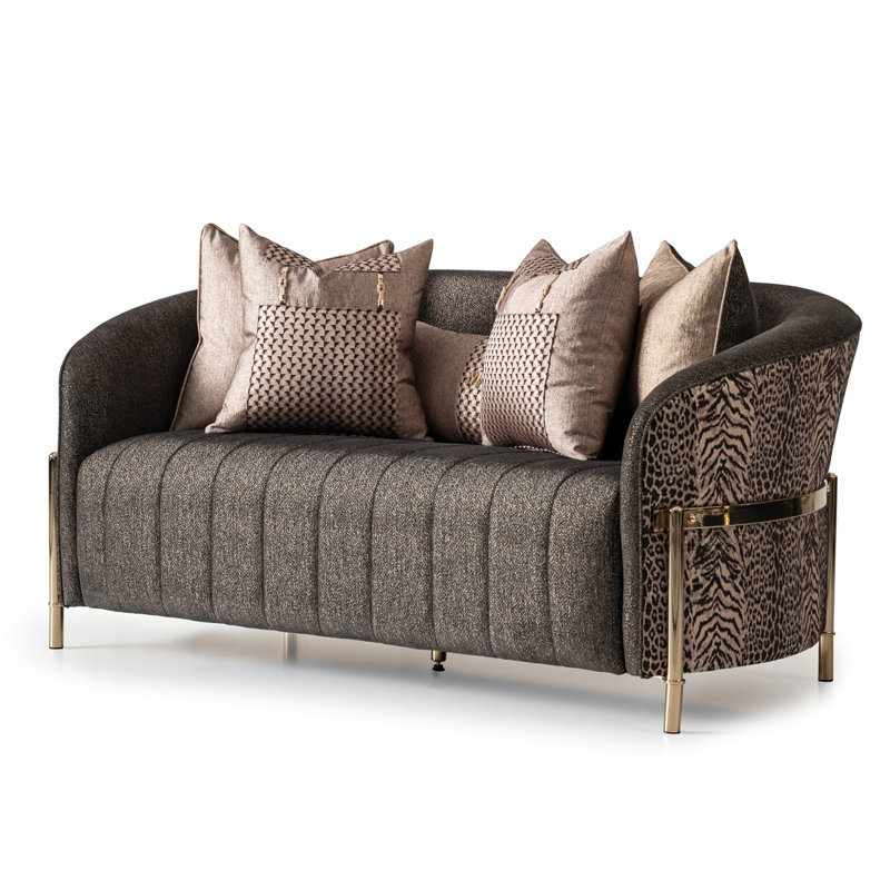 Lisbon 71'' Chenille Round Arm Loveseat, Onyx Chenille