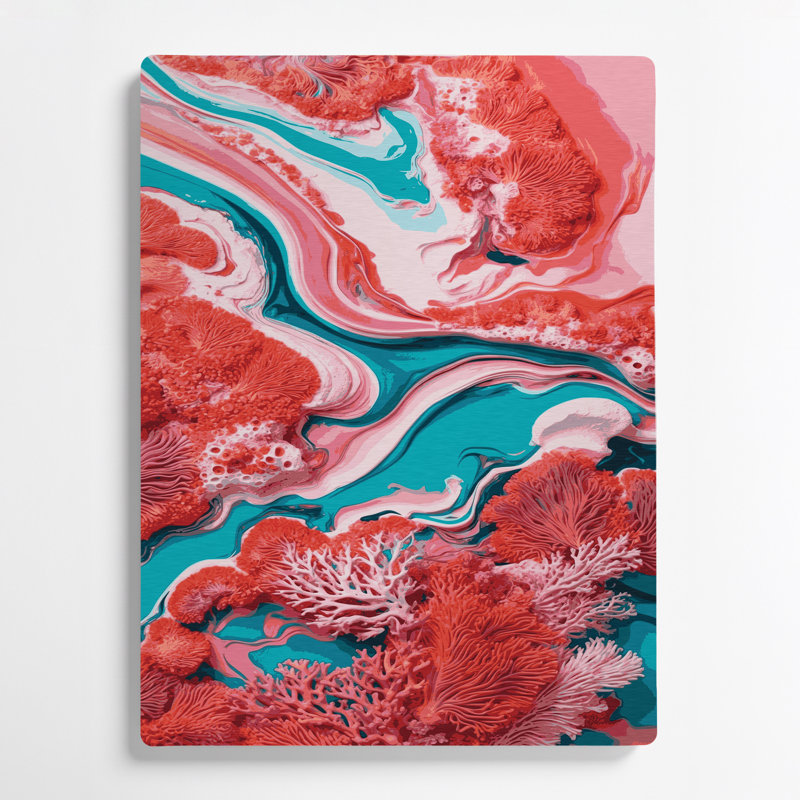 Abstrait art fluide en métal rose 16, H 20 po x l 24 po