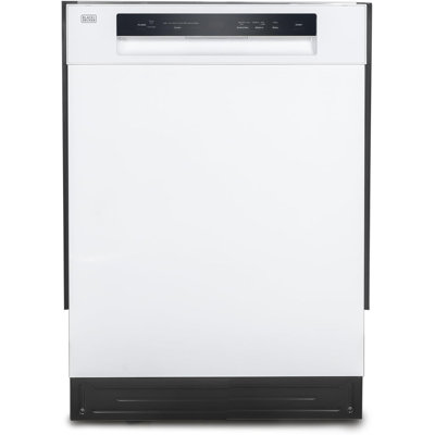 Black+decker 24" Built-in Dishwasher, 12-place Setting Capacity With Stainless Steel Tub, Dish Washer With 5 Wash In White