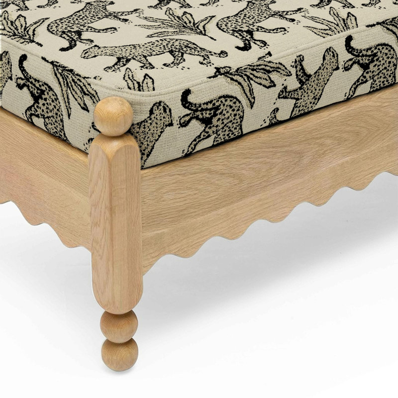 Banc en jacquard léopard Thelma, Crème