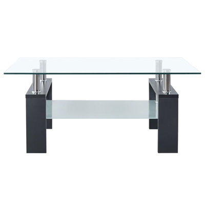 Paizleigh vidaXL Coffee Table, Tempered Glass Top, Center Table, 37.4