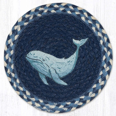  Ocean-Themed Rustic Decor – Hand-Stenciled Beluga Whale on Jute