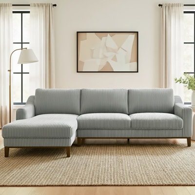 Inniss 107.3" Corduroy Square Arm Sectional Sofa with Left Chaise