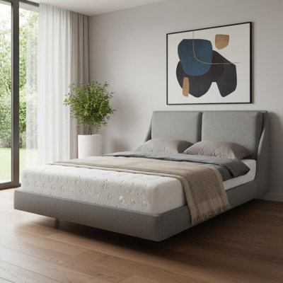 Loxley Gray Linen Upholstered Upholstered Queen Bed Frame — Queen, Gray