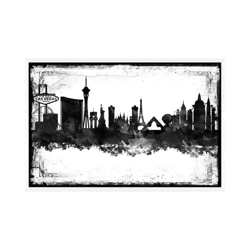 Las Vegas Skylines - Print on Canvas, White Framed, 66.04 cm H x 45.72 cm W