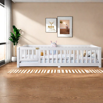 Lits sécuritaires pour enfants, structure simple en bois blanc, garde-corps modernes pour la maison