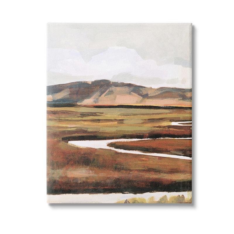 «Winding River Landscape», art mural sur toile par Victoria Borges, H 48 po x l 36 po