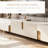 79'' Modern Beige Rectangular TV Stands with 4 Storages, Glossy Pandora Sintered Stone Table Top, Not Assembly Needed