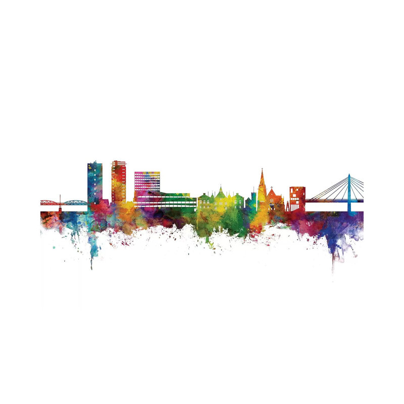 Umea Sweden Skyline Color by Michael Tompsett - 1 Piece Wrapped Canvas Painting, 20.32 cm H x 30.48 cm W